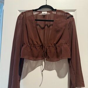 Le Lis Chocolate Sheer Blouse